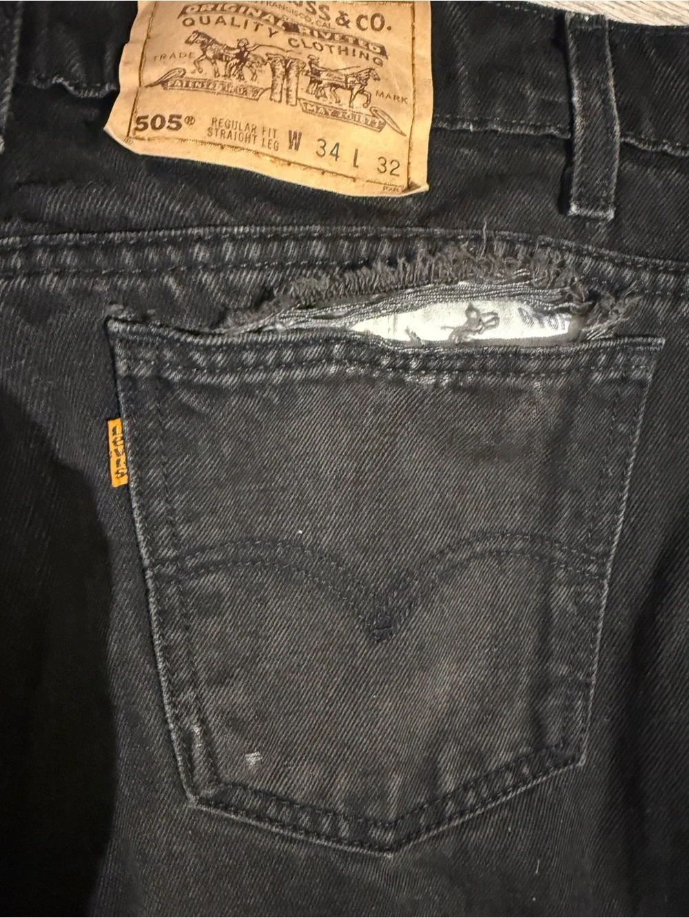 RARE Vintage 90’s 505 Levi's  Distressed Black Straight Leg Jeans
